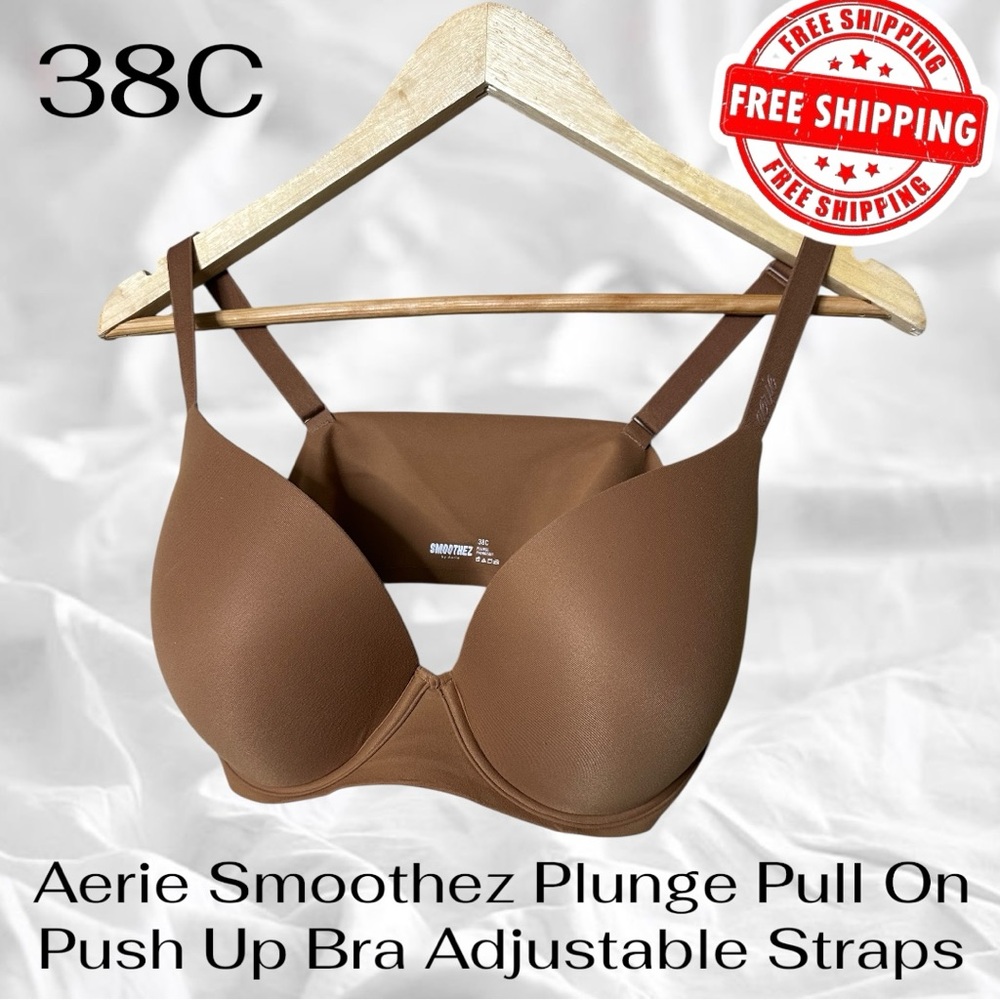 Aerie Smoothez Plunge Pull On Push Up Bra 38C Adjustable Straps FREE SHIPPING